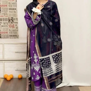 3 Pcs Women's Unstitched Embroidered Suit